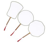 DECHOUS Éventails À Main pour Garçons Et Filles 3 Pièces Manche en Bois Vierge Éventails De Peinture Éventail Décoratif De Fête