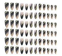 DECHOUS Faux Ongles à Paillettes Autocollants 24 Pièces X 6 Boîtes Bouts d'Ongles en Plastique Réutilisables Décorations Nail Art pour Femmes Manucure Maison Solide et Élégante