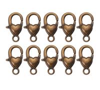DECHOUS Fermoir Mousqueton en Alliage Bronze 10 Pièces Motif Cœur Fermoirs pour Paquet et Porte-Clés Accessoires pour Bijoux Colliers Bracelets et Créations Artisanales