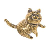 DECHOUS Figurine Amulette Chat Qui Fait Coucou en Laiton Massif Mini Statue Vintage Décorative pour Bureau et Table Sculpture Animal Décorative pour Chance et Énergie Positive Présent