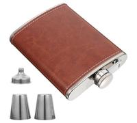 DECHOUS Flasque à Liqueur de Poche en Acier Inoxydable 150 Ml Coffret Présent Portable Entonnoir et Gobelet Vintage Rouge Brun pour Extérieur Randonnée et Pique-Niques