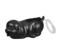 DECHOUS Fontaine à Jet d'eau en Céramique Noire Forme Chiot Décoration Aquarium et Bassin Jardinière Écologique pour Plantes Fontaine Extérieure pour Jardin et Terrasse