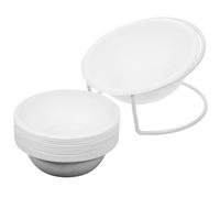 DECHOUS Gamelles Jetables en Papier pour Chiens et Chats Lot de 20 Set de avec Support Blanc Bol Pratique et Léger pour Alimentation et Eau Voyage et Usage Intérieur Extérieur
