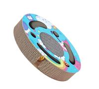DECHOUS Griffoir Chat Rond Carton avec Motif Mignon à Gratter pour Chatons Intérieur Soulagement de Stress et Protection Meubles Planche Stable et Amusante pour Chats Joueurs
