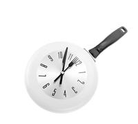 DECHOUS Horloge Murale en Acier Inoxydable Forme Poêle à Frire, 20 Cm, Silencieuse sans Pile, Décoration Murale Cuisine et Salon