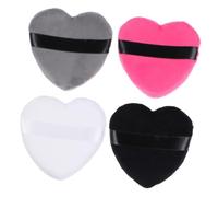 DECHOUS Houppettes à Poudre en Coton 4 Pcs Forme Cœur, Haute Densité, Couleurs Assorties, Coussin Maquillage Visage pour Poudre et Compacte, Usage Visage et Corps, Accessoire Beauté