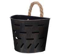 DECHOUS Jardinière Murale en Métal Noir Vintage Pot de Fleurs Suspendu Style Rustique Système D’Accrochage Jardinière de Balustrade Décorative pour Fleurs Séchées et Plantes D’Intérieur