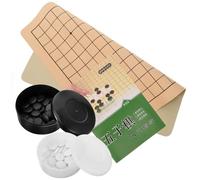 DECHOUS Jeu de Go Pliable en Bois Massif Pions Noirs et Blancs Imitation Jade Plateau en Cuir Léger Portable Kit D’Entraînement aux Échecs pour Garçon et Filles et Adultes Éducatif