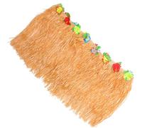 DECHOUS Jupe de Table de Mariage Style Hawaii Jaune Décorations à Pompons pour Fête, Décor de Bar Tiki en Tissu Abs Multi-Usage, pour Enterrement de Jeune Fille