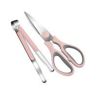 DECHOUS Kit De Ciseaux Cuisine Pour Barbecue En Acier Inoxydable, Ensemble 2 Pièces Rose, Pince Et Ciseaux Multifonctions, Pour Découper Viande Et Légumes, Maison Et Restaurant