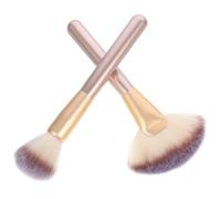 DECHOUS Kit de Maquillage 1 Set Brosse Éventail Réutilisable en Nylon et Bois, Facile à Nettoyer, pour Blush et Highlighter Lors du Maquillage