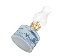 DECHOUS Lampe à Pétrole en Céramique Lampe-tempête Transparente Décorative Petite Lampe à Huile Lampe à Huile De Lanterne Vintage Lampe à Huile Suspendue Lanterne à Huile Un Verre
