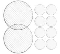 DECHOUS Lot de 10 Grilles de Barbecue Jetables en Acier Inoxydable, Grillade Extérieure pour Camping et Pique-niques, Petite Grille Légère pour Cuisson Uniforme au Charbon de Bois