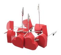 DECHOUS Lot de 10 Porte-mémos Clips D'images Rouges 4,8 X 4,2 X 1,5 Cm en Métal pour Bureau et Maison, Support Polyvalent pour Photos, Cartes de Visite et Notes, Décoration Saint-Valentin