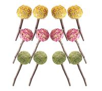 DECHOUS Lot de 12 Bâtonnets à Mâcher Naturels pour Lapins, Cobayes et Hamsters - Jouets Dentaires en Herbe Pétales de Rose, Calendula et Foin - Friandises Saines pour Petits Animaux