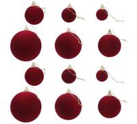 DECHOUS Lot de 12 Boules Décoratives Saint-Valentin en Velours Rouge Foncé Incassables Assortiment 3-8 CM Décorations Suspendues Polyvalentes pour Plafond Sapin et Événements