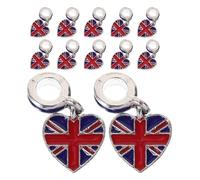 DECHOUS Lot de 12 Breloques Drapeau Britannique pour Bracelets DIY Pendentifs Patriotiques en Alliage Solide Accessoires pour Création de Bijoux et Porte-Clés Fête Royaume-Uni