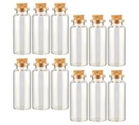 DECHOUS Lot de 12 Mini Bocaux en Verre 15 ML Bouchon de Liège, Flacons Décoratifs Transparents 24x60 Mm pour DIY, Messages, Mariage et Rangement, Petites Bouteilles en Verre