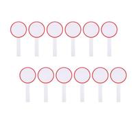 DECHOUS Lot de 12 Tableaux de Score Effaçables à Sec, Mini Tableaux Blancs 10x20 Cm, Surface Simple Face, Cercles Rouges, Portables pour Commission de Vote et Arbitres Sportifs