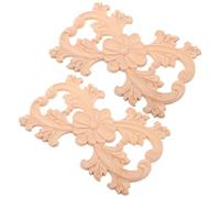 DECHOUS Lot de 2 Appliques Murales en Bois Sculpté 23X15 CM Décorations en Bois Naturel pour Meubles et Murs Incrustations Décoratives Soi-Même Style Européen Classique