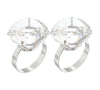DECHOUS Lot De 2 Bagues De Fiançailles En Diamant Fausses Bagues De Mariage Verre Transparent