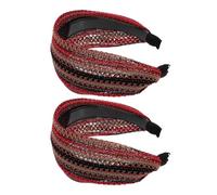 DECHOUS Lot de 2 Bandeaux Larges Tressés Style Rétro en Corde, Bandeaux Montants pour Femmes, Protection Solaire, Légers et Respirants, Accessoires Coiffure Bohème pour Voyages et Fêtes