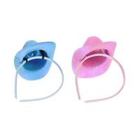DECHOUS Lot de 2 Bandeaux Mini Chapeau Haut-de-Forme Irisé Rose et Bleu Serrage-Tête Accessoire Cheveux pour Fille et Femme Fête Déguisement Carnaval Anniversaire Confort Doux et