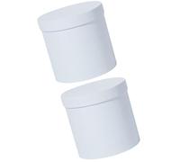 DECHOUS Lot de 2 Boîtes D'emballage pour Fleurs Rondes Blanches, Jardinières Cylindriques en Carton, Mini Boîtes Vides pour Compositions Floristiques, Présents Invités Fête Prénuptiale,