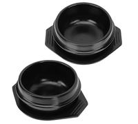 DECHOUS Lot de 2 Bols à Bibimbap en Céramique Coréenne 800ml avec Plateau, Chaudrons en Pierre Résistants à Haute Température Cuisine Maison Élégante