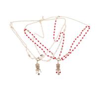 DECHOUS Lot de 2 Chaînes de Tête Vintage Bohèmes en Métal avec Perles et Strass Bandeaux Gothiques pour Mariage et Halloween Accessoires Cheveux Baroques en Blanc et Rouge Coiffure