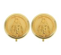 DECHOUS Lot de 2 Coffrets à Bijoux en Métal Doré pour Chapelets, Boîtes Rondes Vintage Inscriptions, Organisateurs Compacts pour Colliers et Bracelets, Rangement Élégant pour Cérémonie