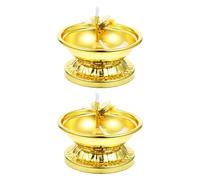 DECHOUS Lot de 2 Coupelles à Huile en Alliage de Cuivre Doré Réglables - Lampe à Beurre Ghee Vintage pour Usage Intérieur Décoration de Temple et Contemplation - Diamètre 91 CM