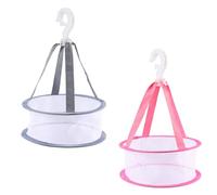 DECHOUS Lot de 2 Filets Suspendus en Polyester pour Séchage de Pinceaux et Éponges de Maquillage, Panier Respirant Gris et Rouge, Adapté à Différents Outils Beauté, Organisation