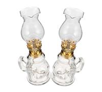 DECHOUS Lot de 2 Lampes à Pétrole en Verre Vintage Lanterne à Pétrole Tempête Rétro Double Anse Éclairage Décoratif Intérieur et Extérieur pour Camping Fête et Ambiance Chaleureuse