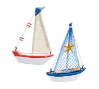 DECHOUS Lot De 2 Modèles De Voiliers Méditerranéens en Bois pour Décoration Nautique Bureau Maison Bord De Mer
