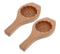 DECHOUS Lot de 2 Moules à Gâteaux de Lune en Bois Faits à la Main Ustensiles de Pâtisserie pour Cuisson Motifs Ronds Traditionnels Faciles à Démouler Nettoyer pour Desserts Maison