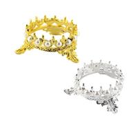 DECHOUS Lot de 2 Porte-stylos de Manucure de Couronne, Alliage et Nacre, Couleurs Doré et Argenté, Support Décoratif pour Pinceaux Nail Art, Accessoire Pratique pour Salon et Usage