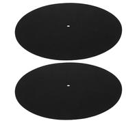 DECHOUS Lot de 2 Tapis en Laine Noire Antistatique pour Plateau de Platine Vinyle 28,5 Cm - Accessoires pour Platine Tourne-disque - de Vibrations et Protection Disques Vinyls pour Usage