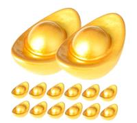 DECHOUS Lot de 20 Mini Lingots Yuanbao en Résine Dorée Modèles Miniatures de Chance et Richesse pour Décoration Artisanale Figurines Mini Feng Shui pour Maison Bureau et Collection