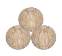 DECHOUS Lot de 3 Abat-Jours Ronds en Tissu de Lin Naturel Abat-Jour Vintage pour Lanterne Suspendue Décoration Rustique pour Mariage Garden-Party Terrasse et Fête Champêtre