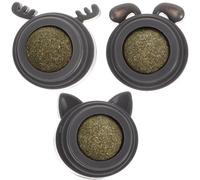 DECHOUS Lot de 3 Balles à Lécher à L’Herbe à Chat Rotatives Multifonctionnelles, 3 Pcs, Naturel Adhésif pour Chats, Stimule L’appétit et Favorise la Digestion