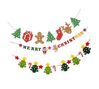 DECHOUS Lot de 3 Bannières Décoratives de Noël en Feutre Coloré Drapeaux de Fête Rouge Suspendus pour Décoration Intérieure et Extérieure Guirlande Festive pour Porte Mur et