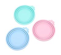 DECHOUS Lot de 3 Couvercles Universels Hermétiques pour Boîtes de Conserve en Silicone Réutilisables, Couleur Vert, Bleu et Rose, Adaptés la Conservation de Nourriture pour Chats