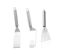 DECHOUS Lot de 3 Spatules Cuisine en Acier Inoxydable Argenté, Spatules Multifonctions pour Cuisson de Steaks, Pizzas et Gâteaux, Résistantes la Corrosion, Ustensiles Inox Pratiques