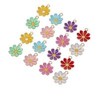 DECHOUS Lot de 30 Breloques Marguerite en Alliage Coloré Mini Pendentifs Fleurs Multicolores pour Création de Bijoux DIY Légères et Résistantes Accessoires pour Bracelets et Colliers