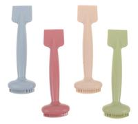 DECHOUS Lot de 4 Brosses pour Masque Visage en Silicone Doux Applicateurs Double Tête Couleurs Matcha Crème Rose Bleu Outils Exfoliants et Spatules pour Soins du Visage