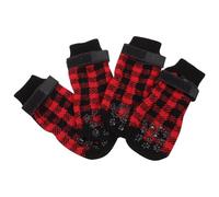 DECHOUS Lot de 4 Chaussettes Antidérapantes pour Chien Taille S Chaussettes Chaudes en Coton Motif Noël Protection des Pattes Fourniture pour Animaux de Compagnie Intérieure