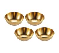 DECHOUS Lot de 4 Coupelles Rondes en Acier Inoxydable Or pour Sauce, Plat D'assaisonnement Simple et Facile à Transporter, Décoration de Table Élégante