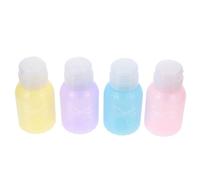 DECHOUS Lot de 4 Flacons de Presse Vides en Plastique Solide, 30 Ml, Couleurs Macaron, Bouteilles de Voyage Pratiques Large Ouverture pour Dissolvant, Flacons D’échantillon Réutilisables