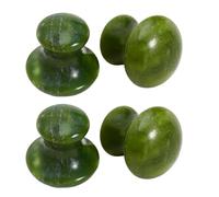 DECHOUS Lot de 4 Pierres de Massage Visage en Jade Vert, Masseur Facial de Champignon pour Massage des Yeux et Contour du Visage, Outil Gua Sha Compact pour Soins Peau et Relaxation
